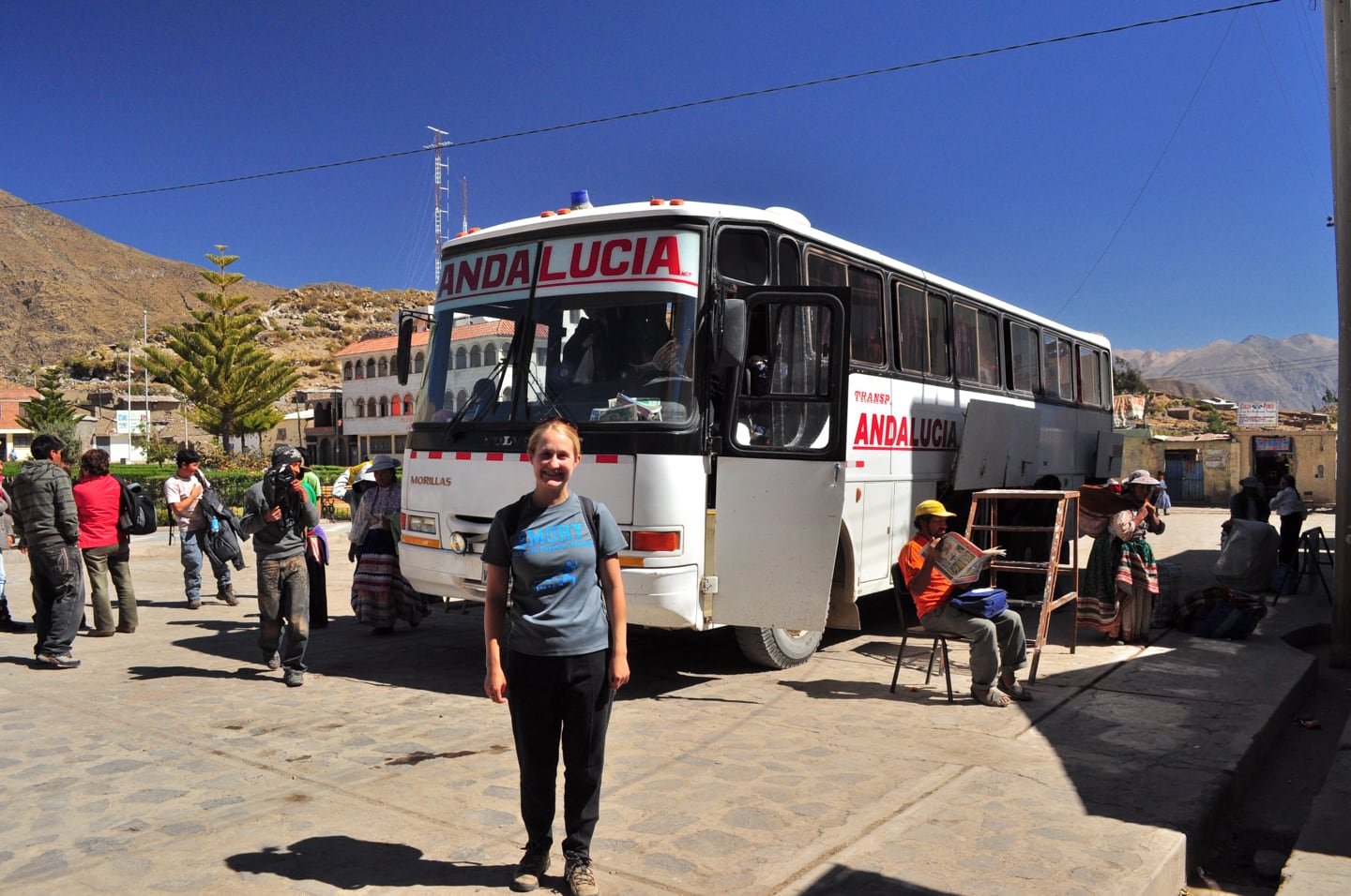 Andalucia bus at Cabanaconde Colca Canyon trek