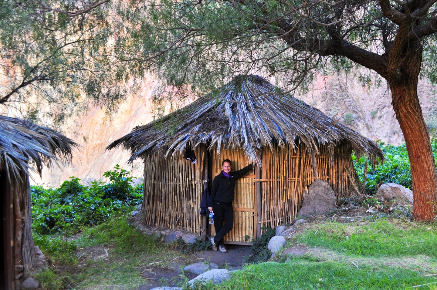 reed hut at oasis paraiso Colca Canyon 2 day trek