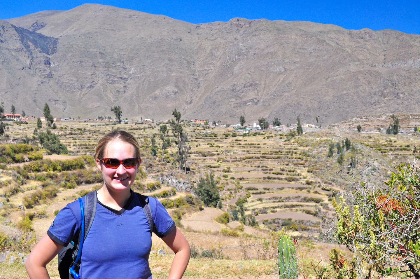standing on the rim of the canyon after Colca Canyon Trek in Peru