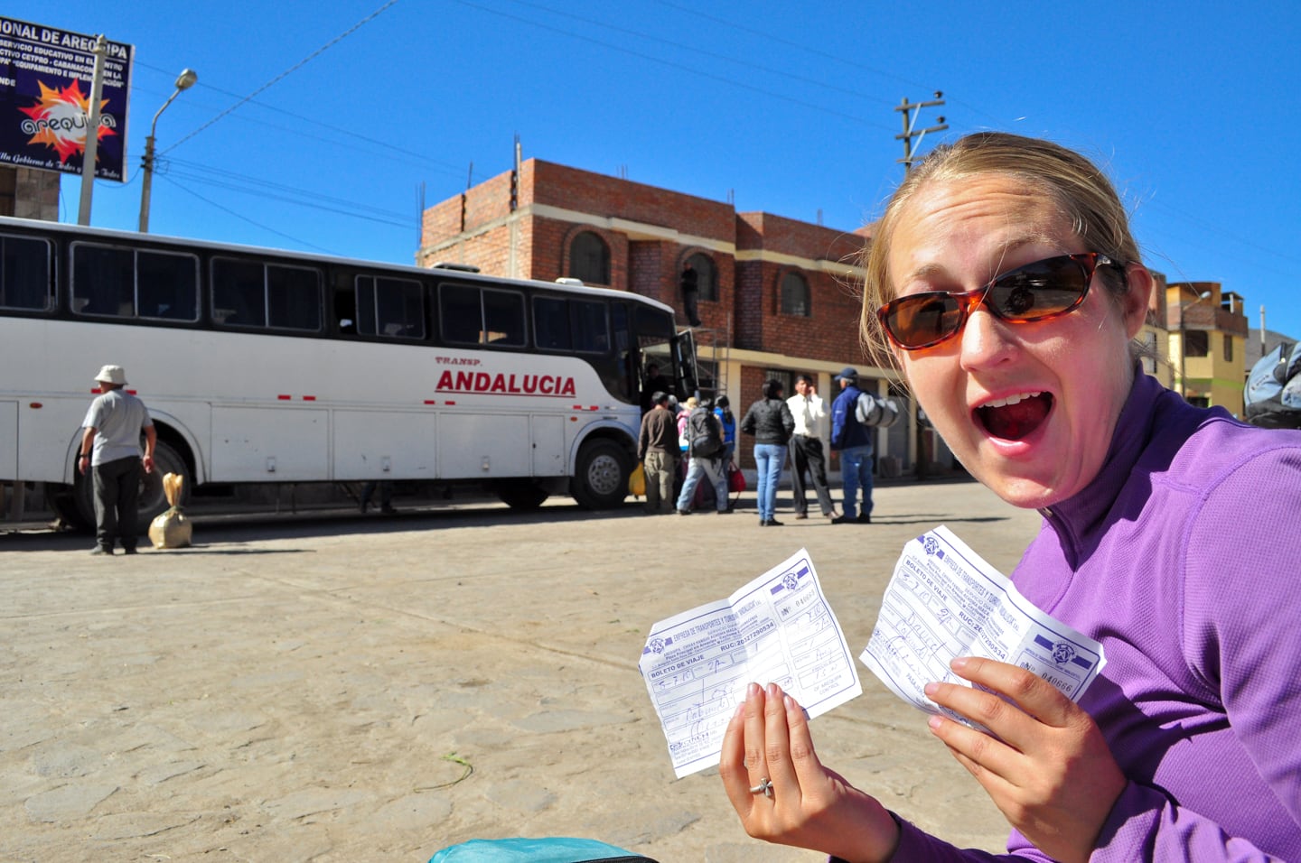 bus tickets for the return trip from Colca Canyon Trek