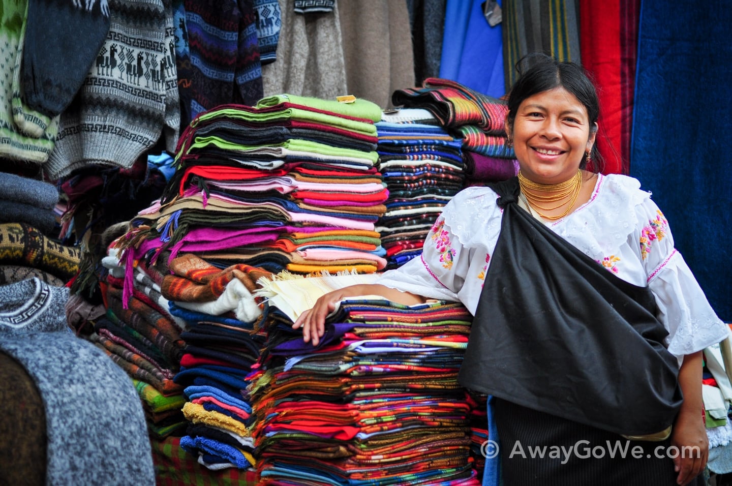 Andean woman with textiles