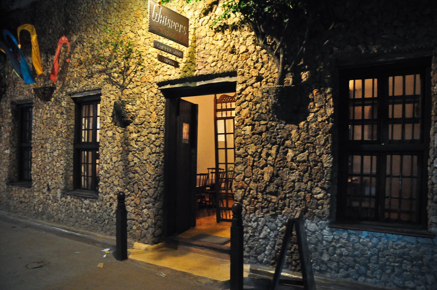 Whispers Cafe by night in Lamu Kenya