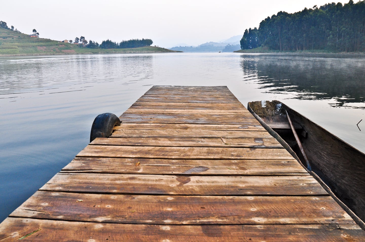 swimming dock on Lake Bunyonyi Uganda