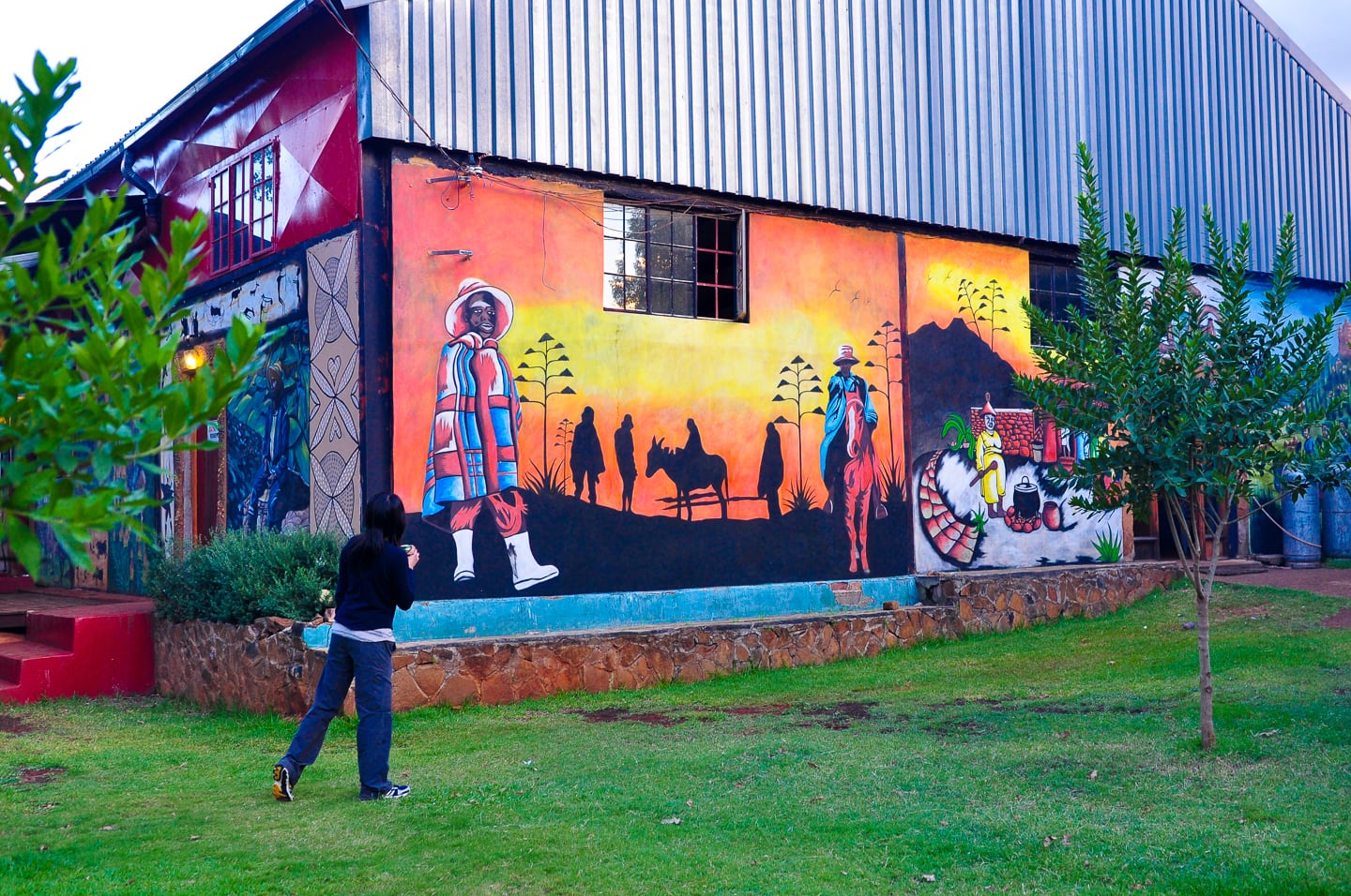 colorful murals at Malealea Lodge Lesotho