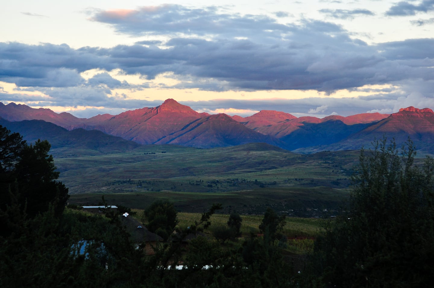 colorful sunset on majestic peaks