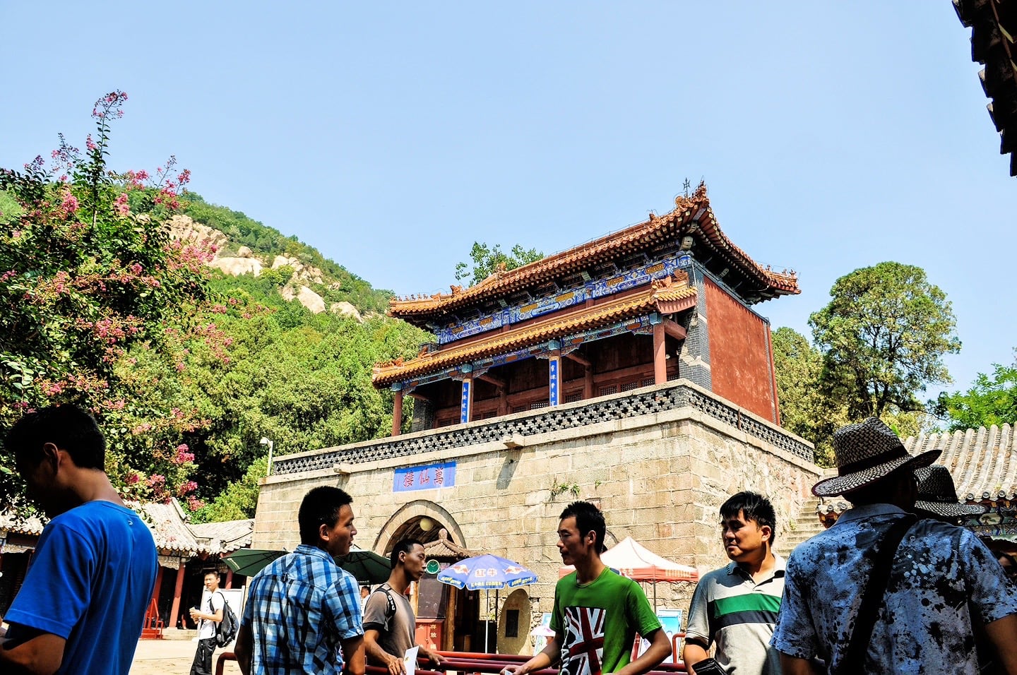people and temple pavilion