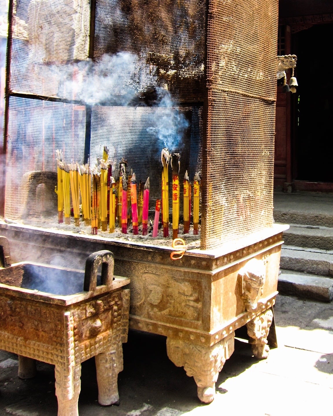 incense burning in a temple