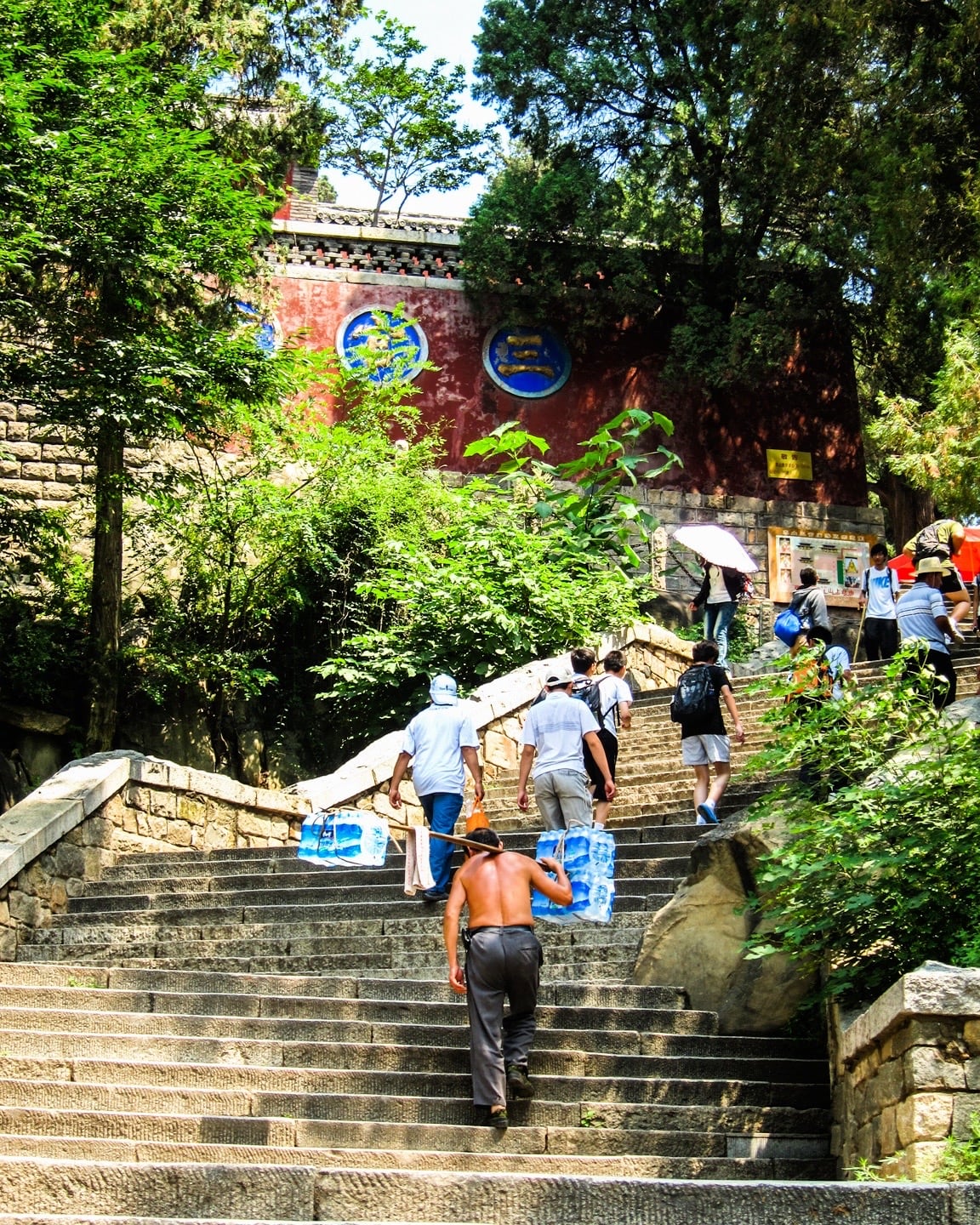 steps of Mount Tai and pilgrims