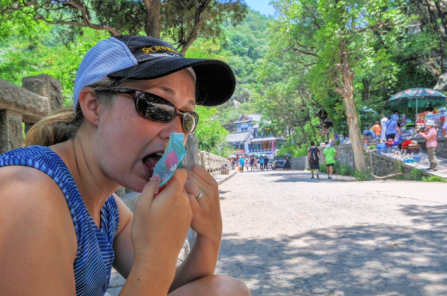 Woman eating a snack