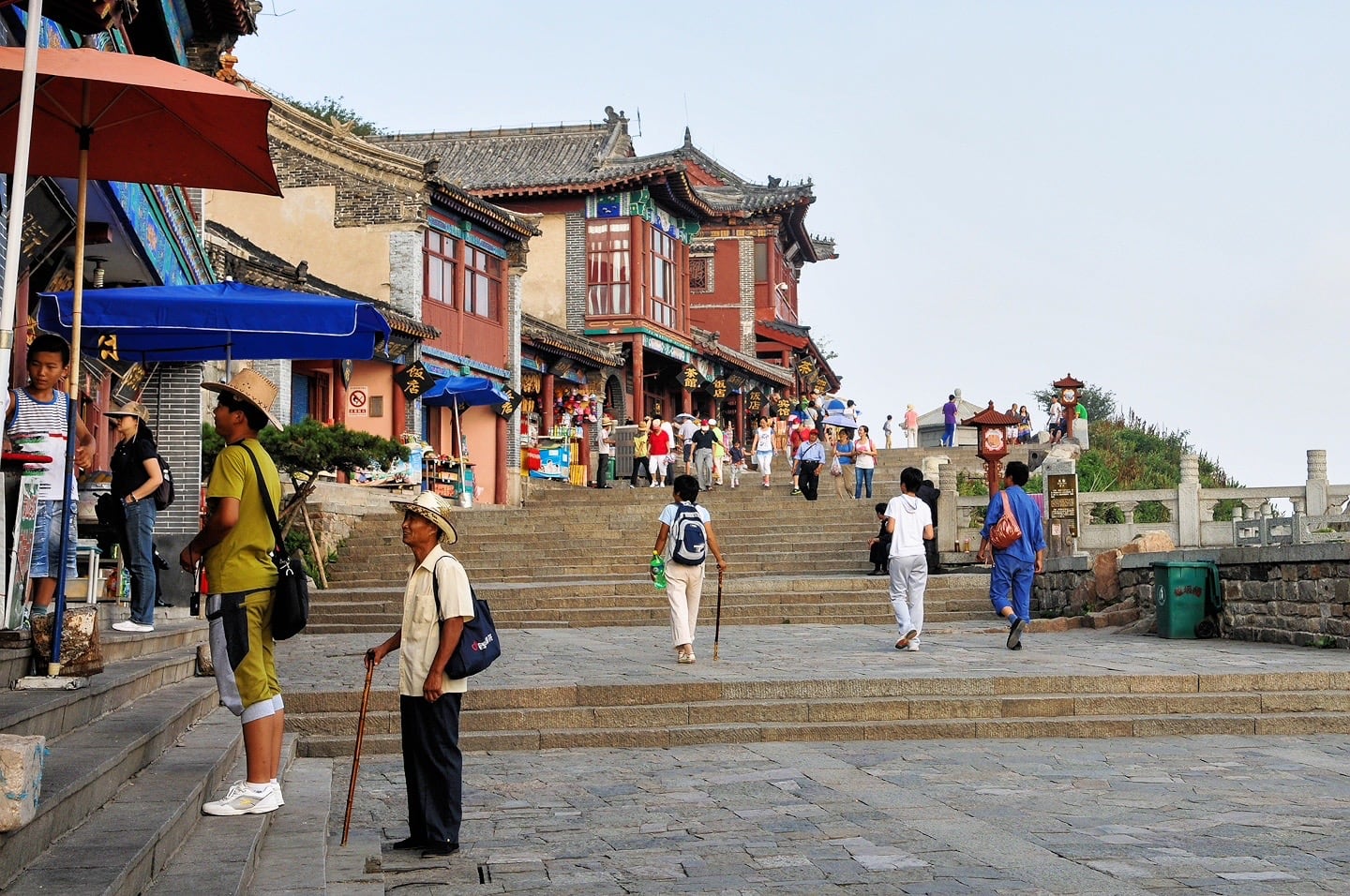 People walking in a mountain top village