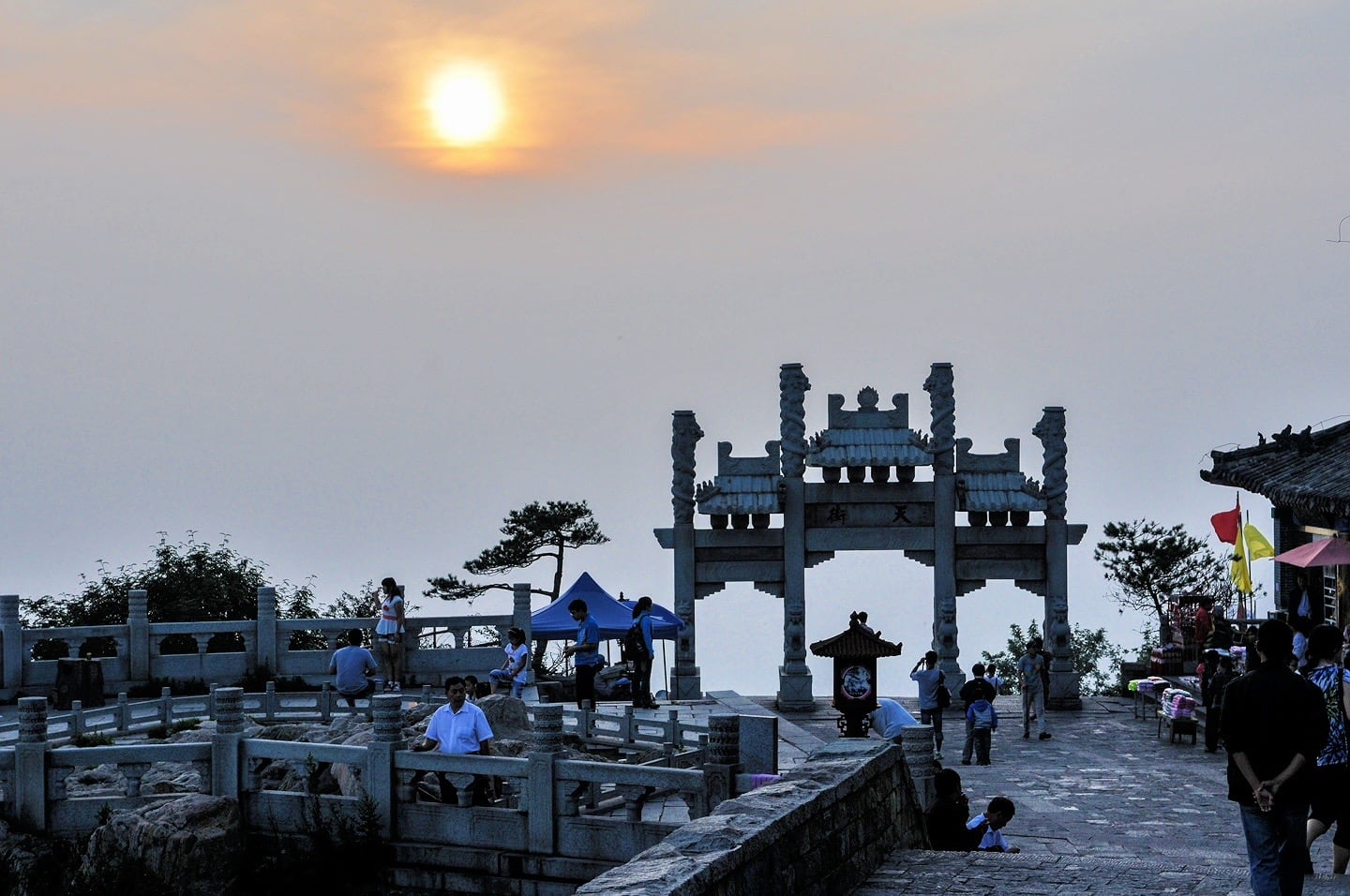 sunset and Chinese archway