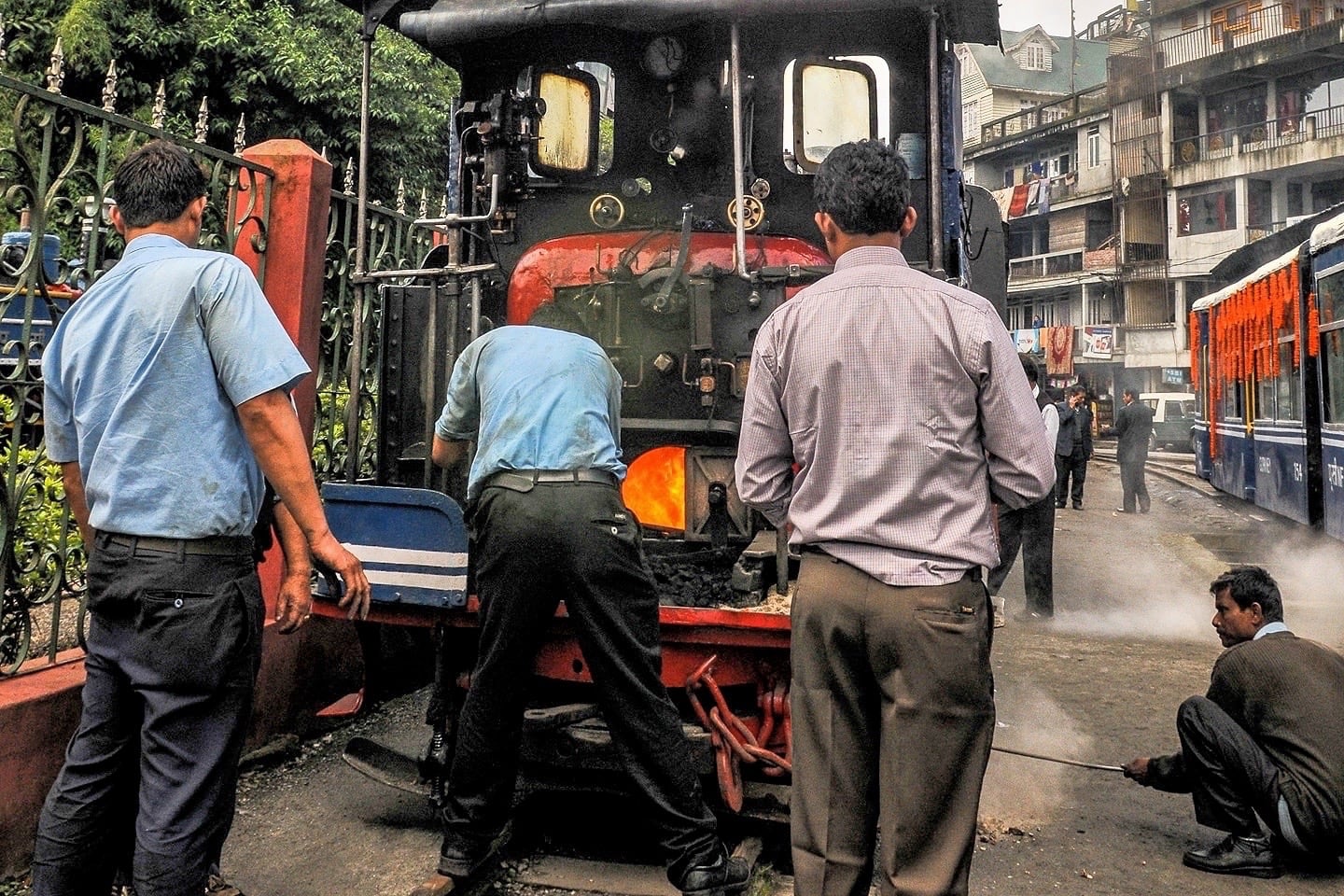 feeding the Toy Train Himalayan Railway Darjeeling
