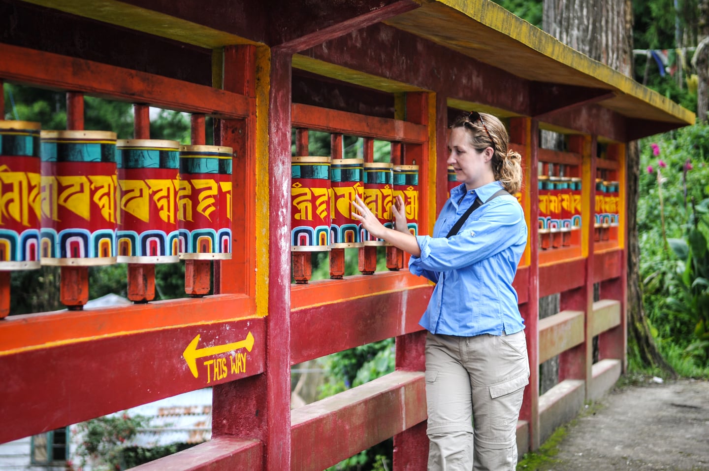 prayer wheels at Bhutia Busty Monastery India