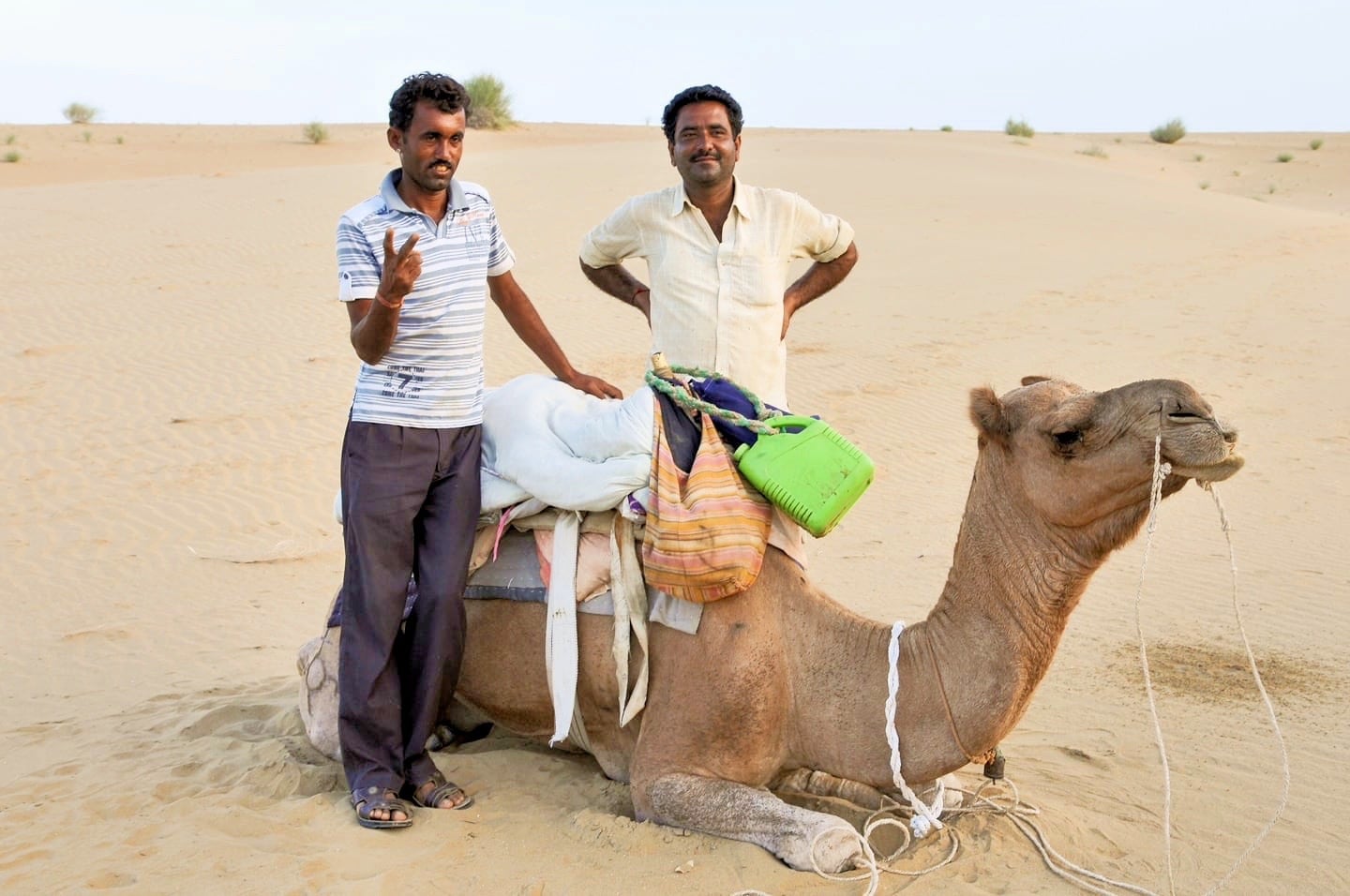 camel drivers tour guides in Khuri sand dunes desert