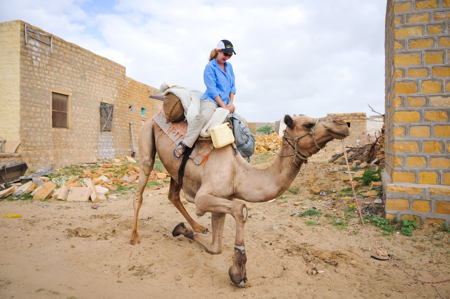 woman on camel in Khuri Village India