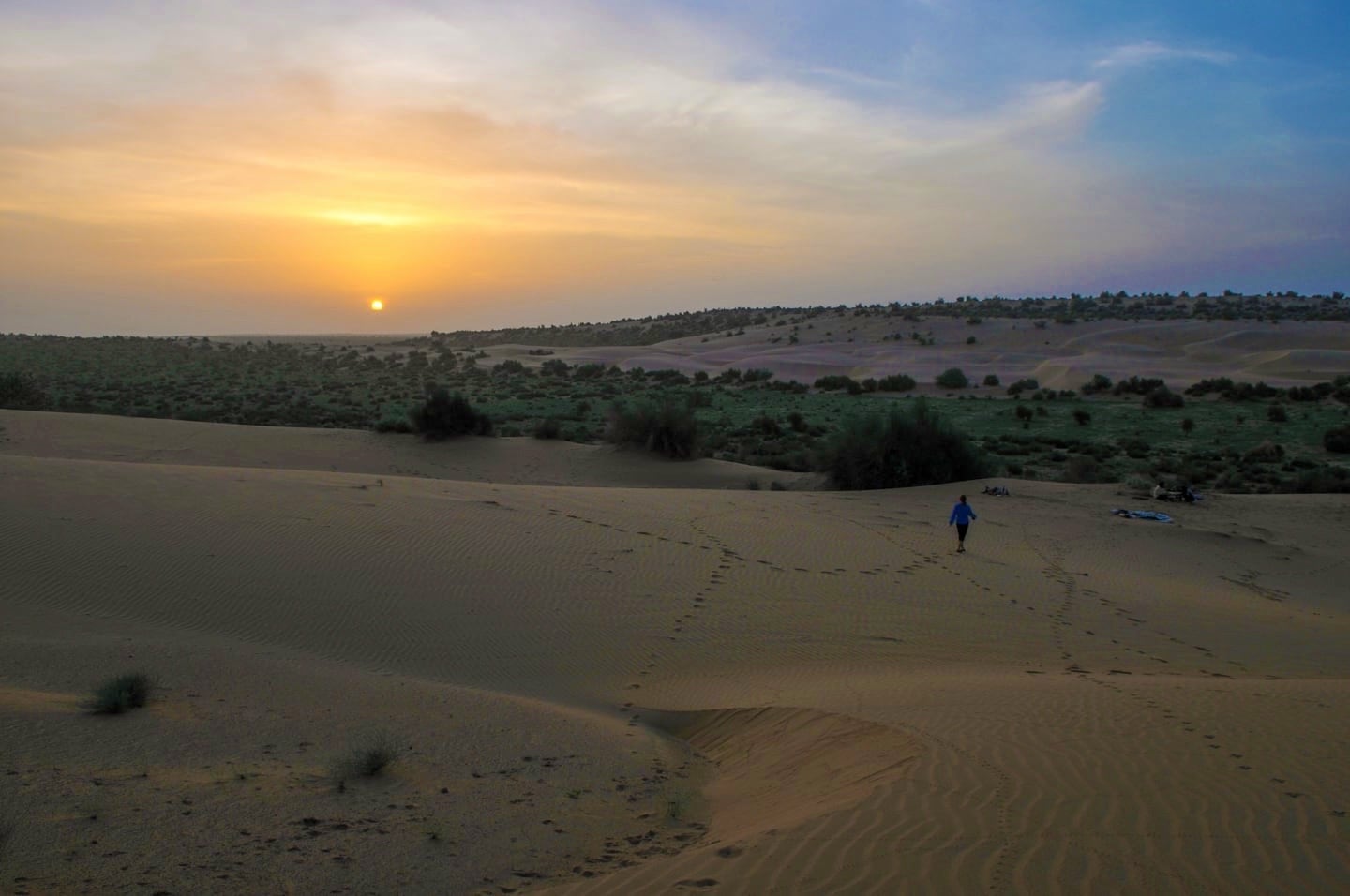 sunrise on Khuri sand dunes near Jaisalmer