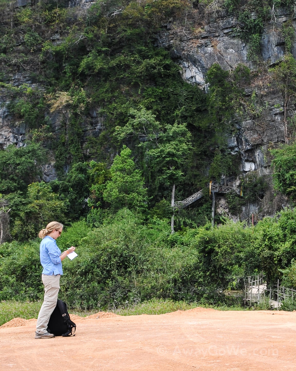 stairs leading up to buddha cave