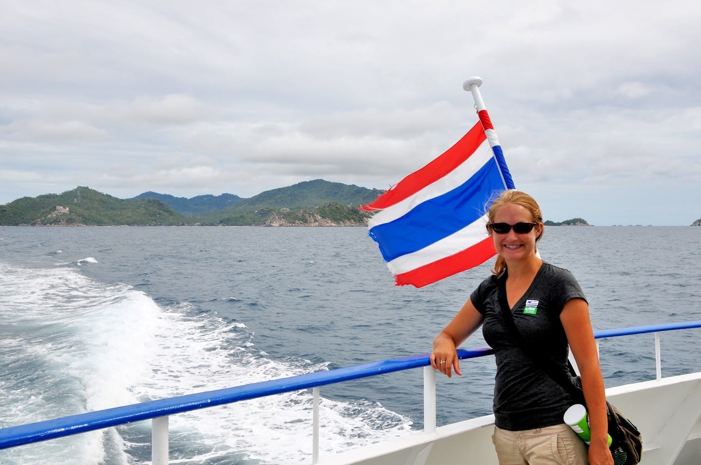 woman on ferry boat in Thailand