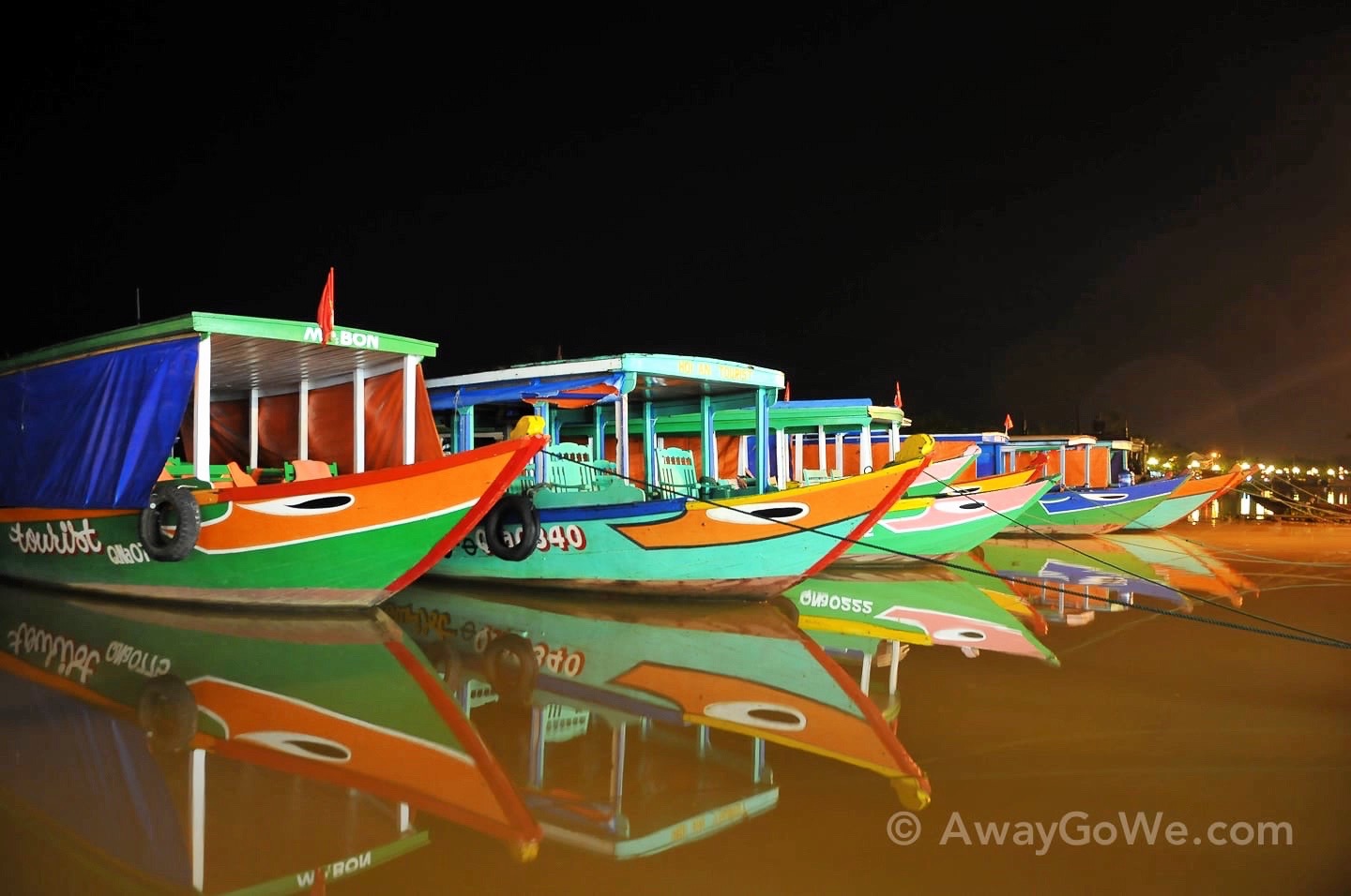 Hoi An Ancient Town colorful boats on the river