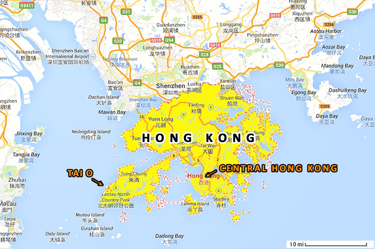 Hong Kong area map