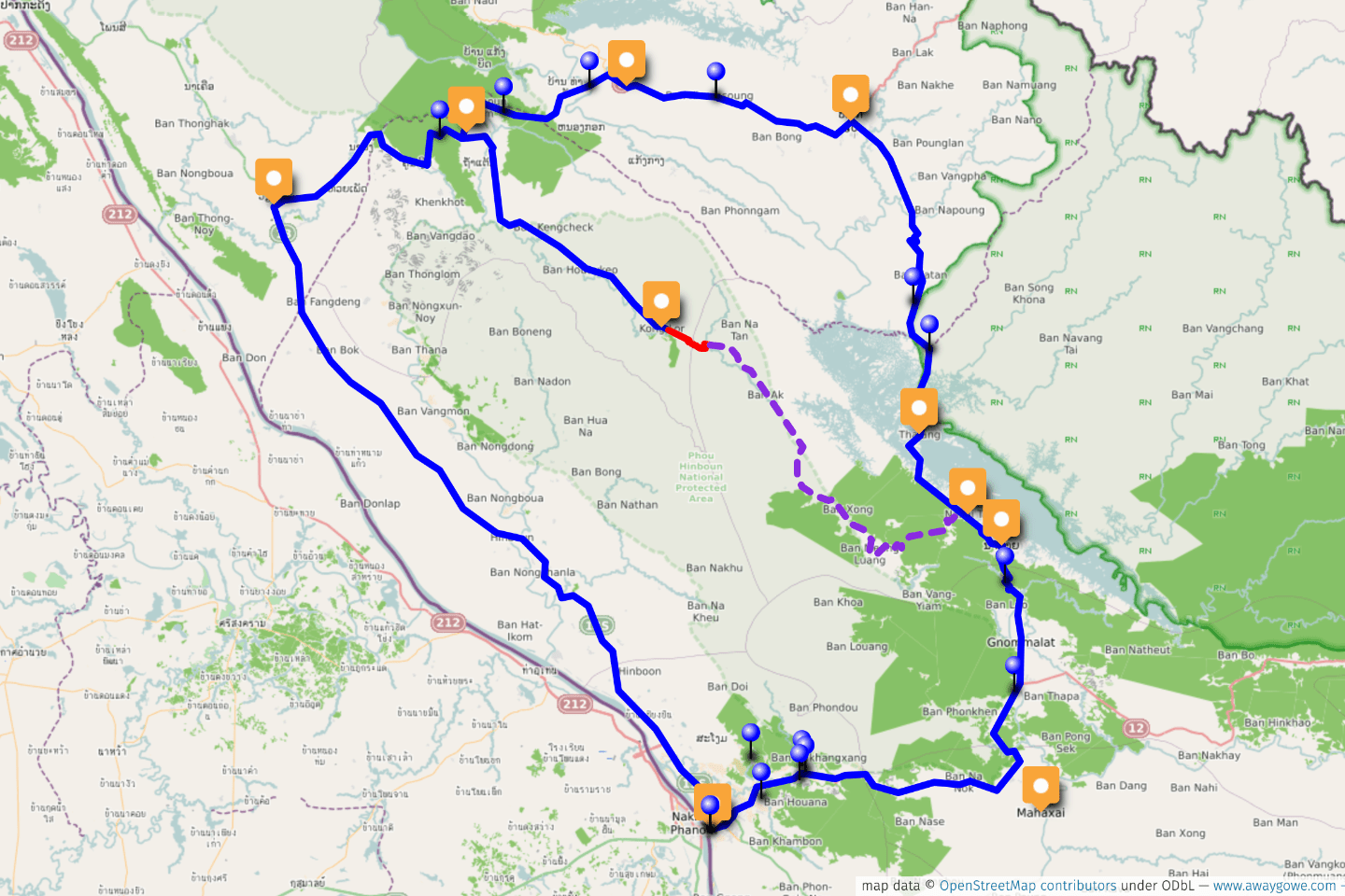 Thakhek Loop map