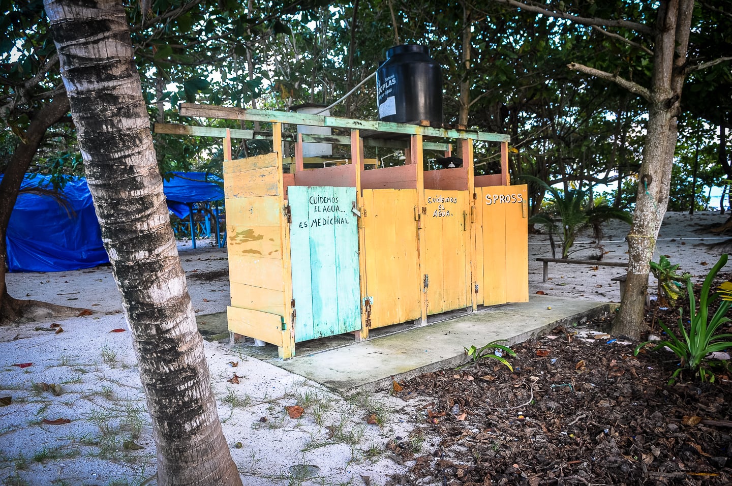 Lime Caye Sapodilla Cayes Belize showers