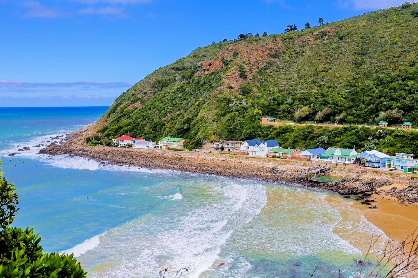South Africa travel budget houses along coastline