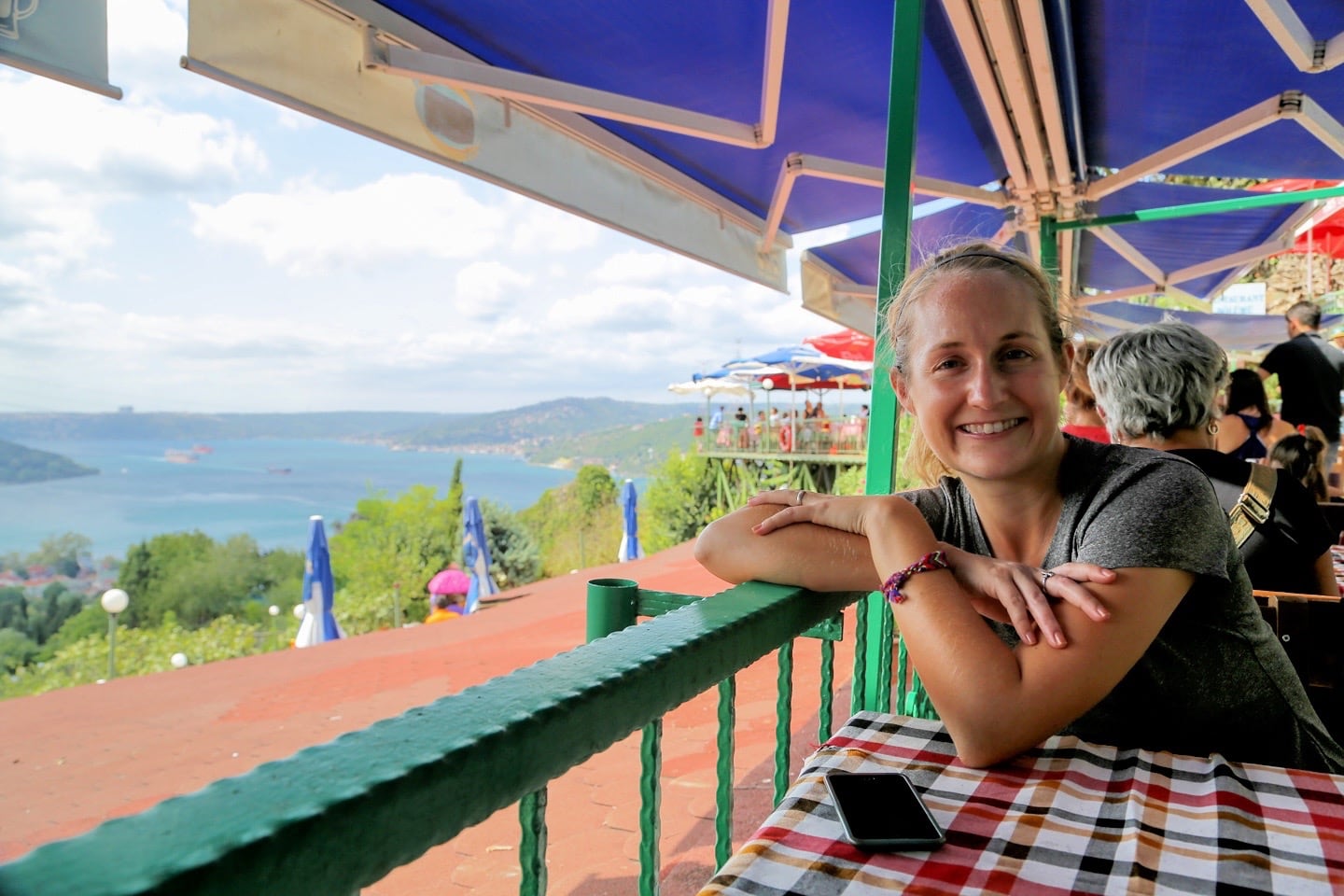 woman with view of Bosphorus Strait