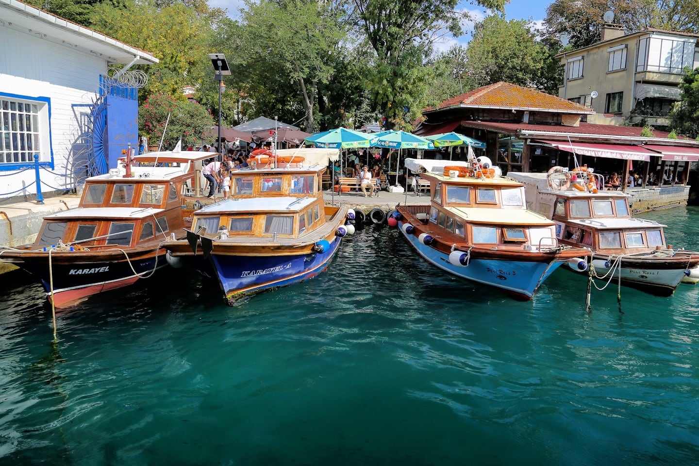 wooden boats on Bosphorus Strait
