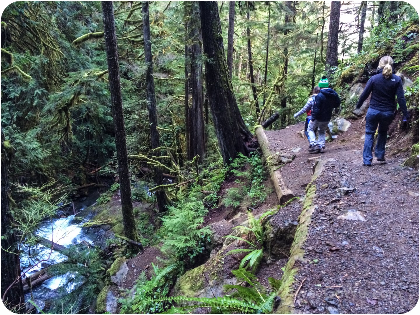 walking on trail along river