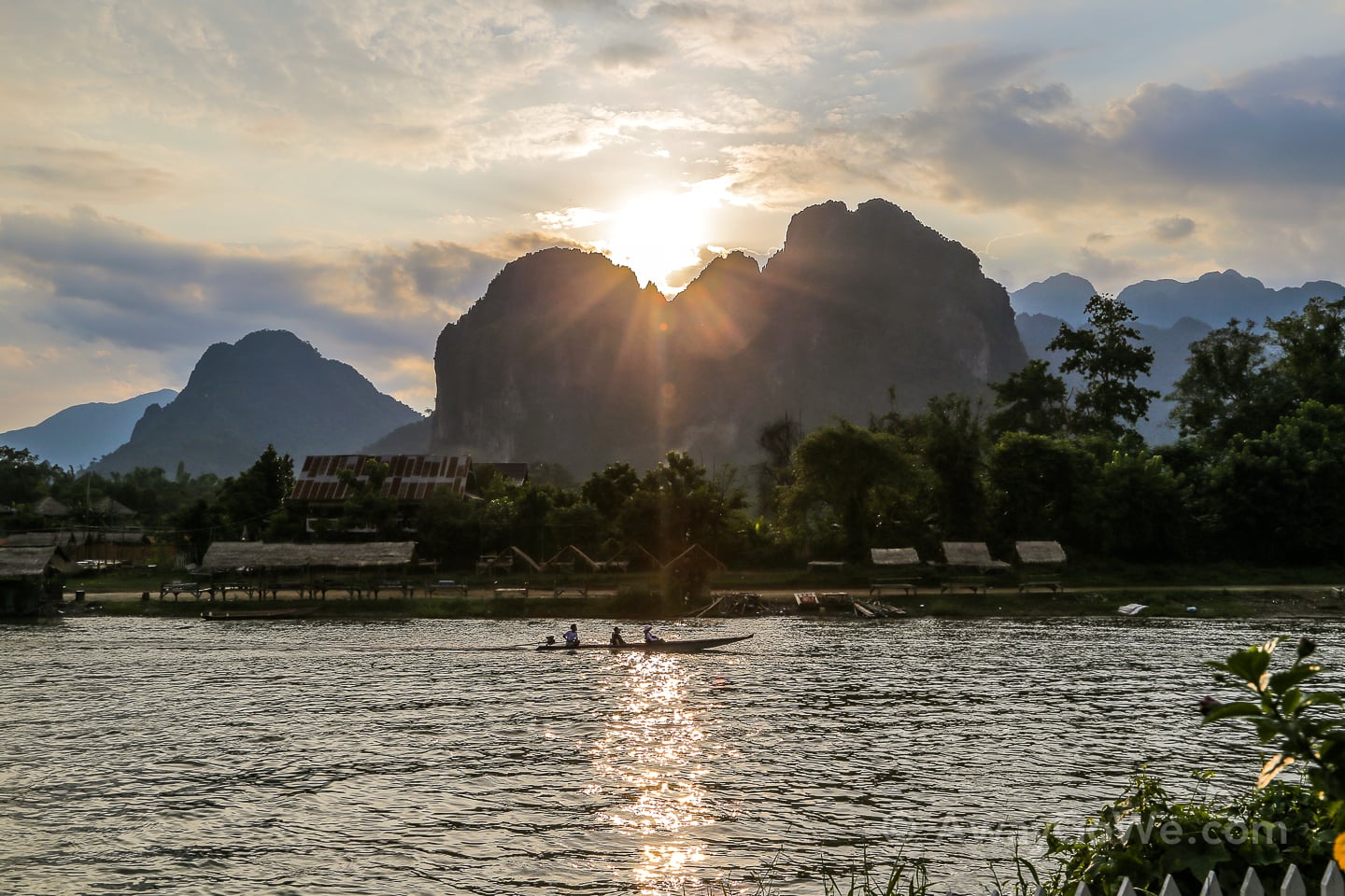 sunset view karst boat