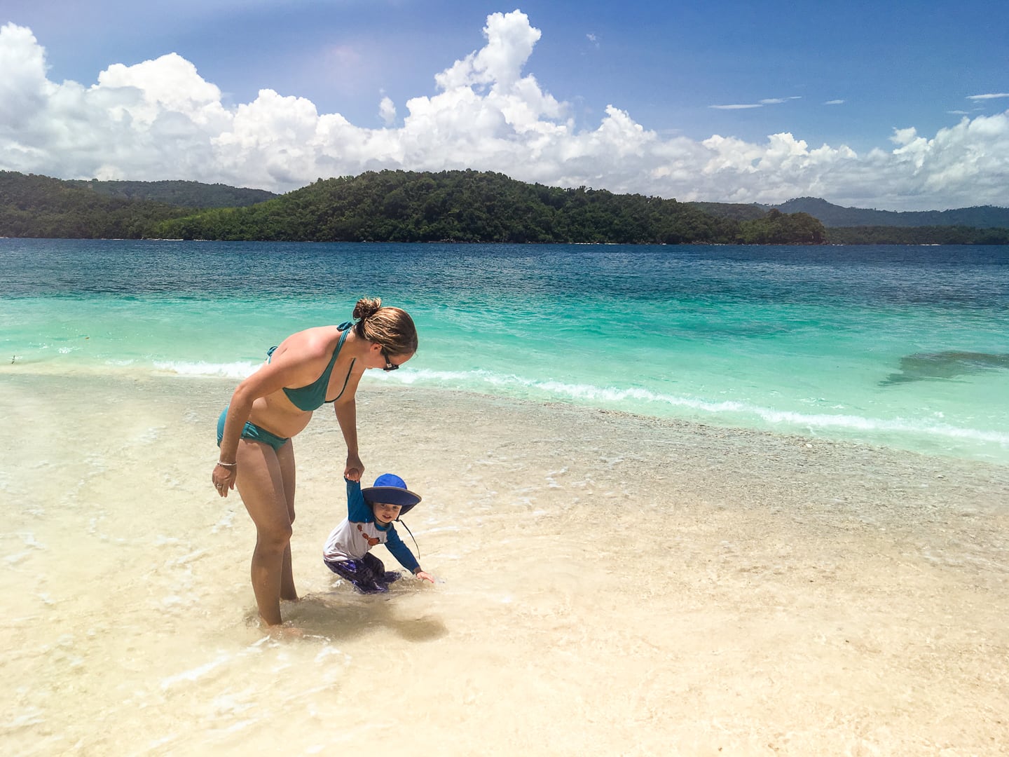 playing in the surf Pandan Pandan Island (Borneo)