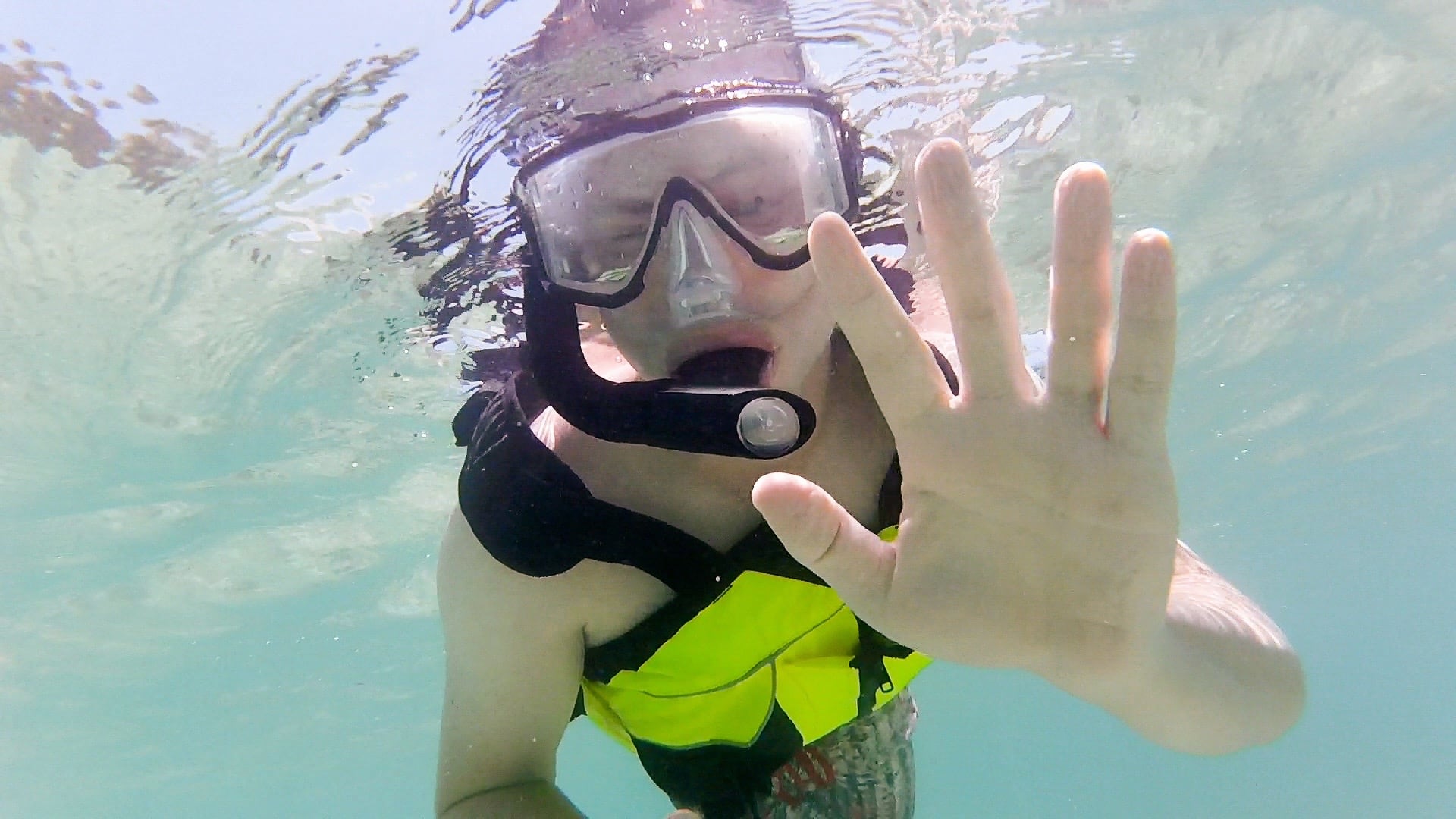 snorkeler in water