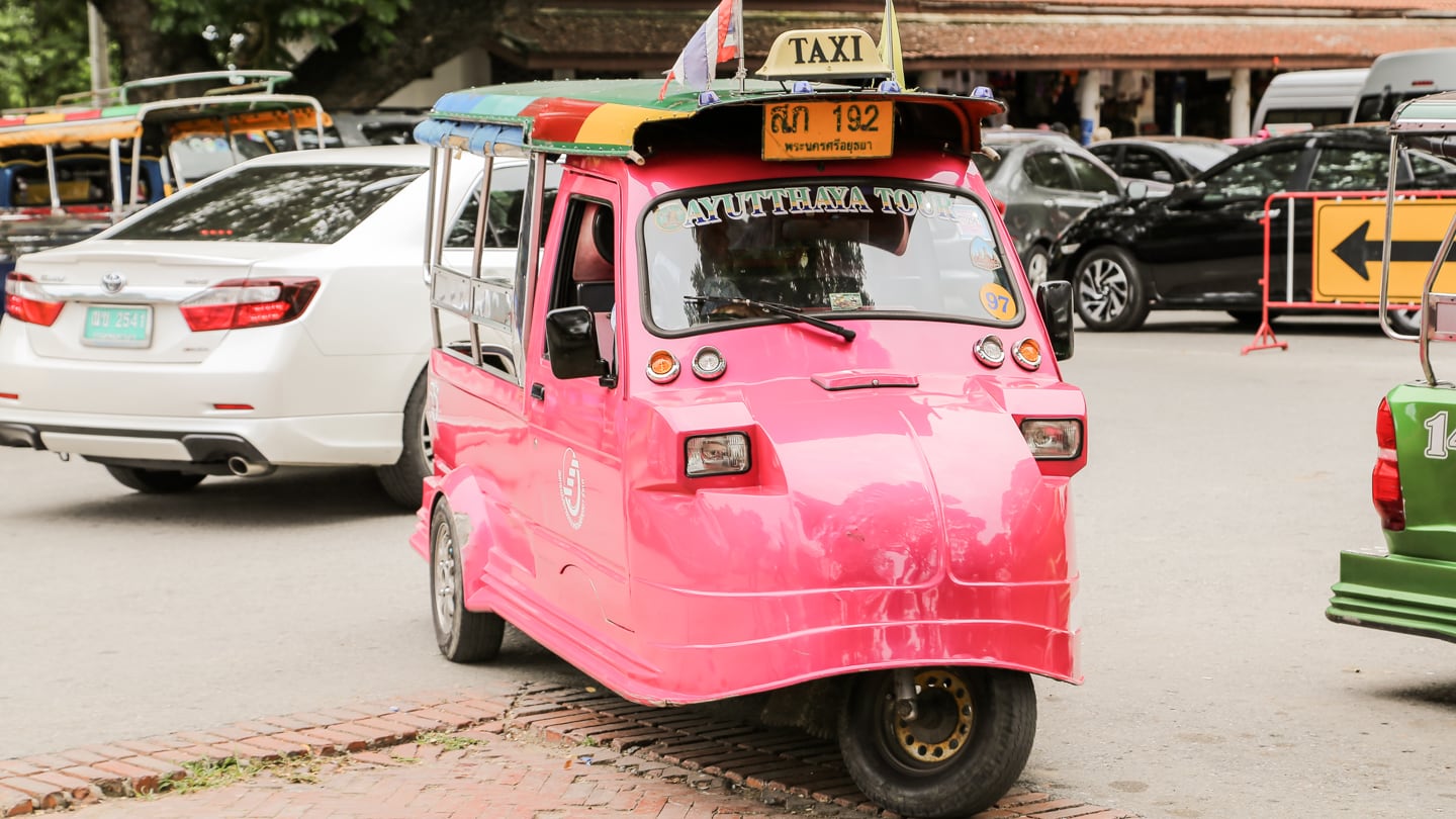 pink classic tuk-tuk in Thailand