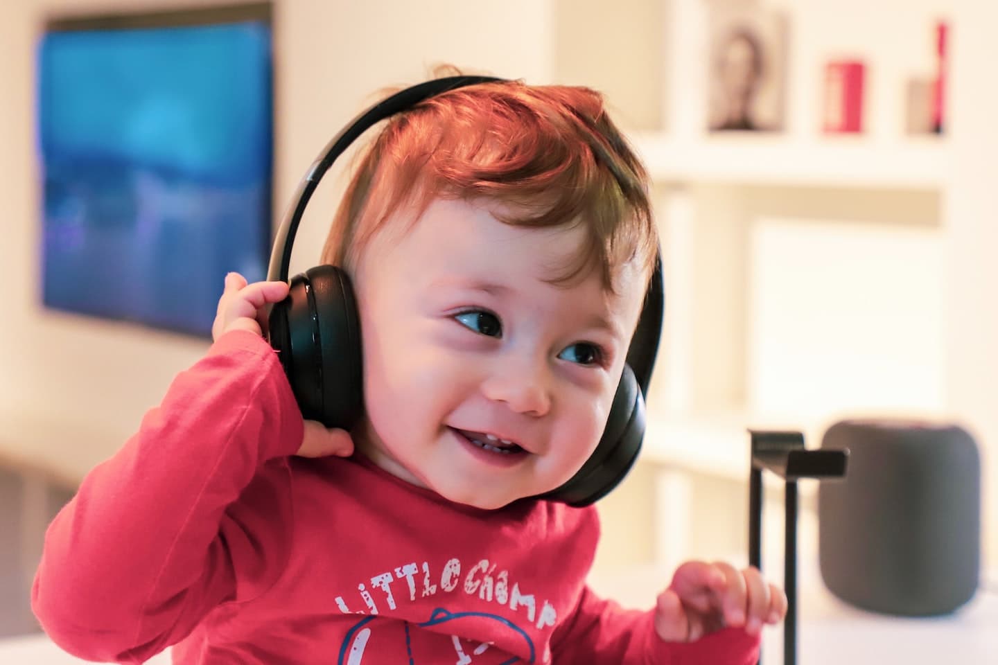 child listening to music