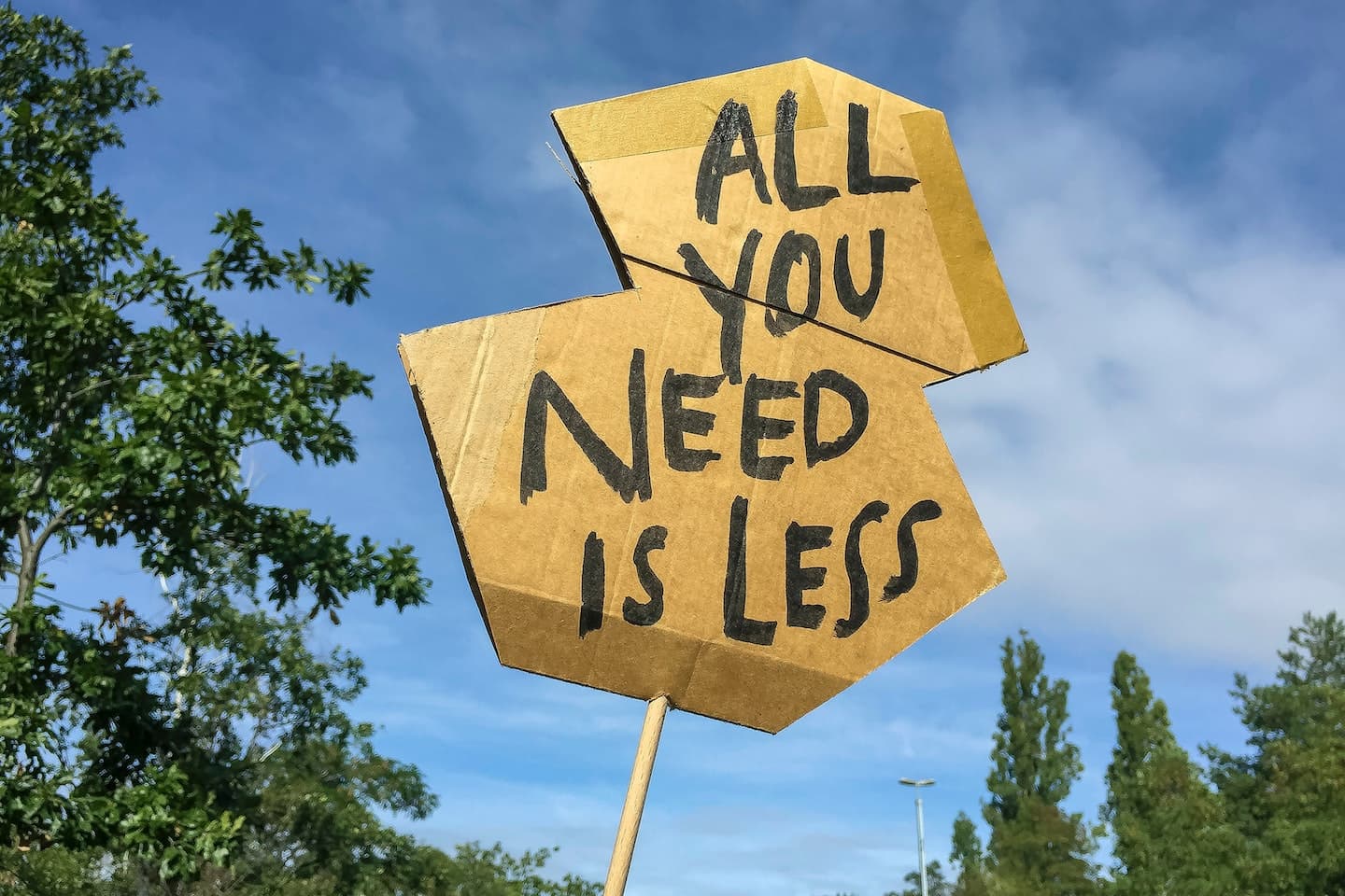 sign that says all you need is less