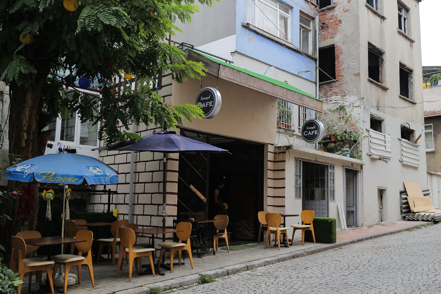 cafe along Istanbul City Walls self-guided tour