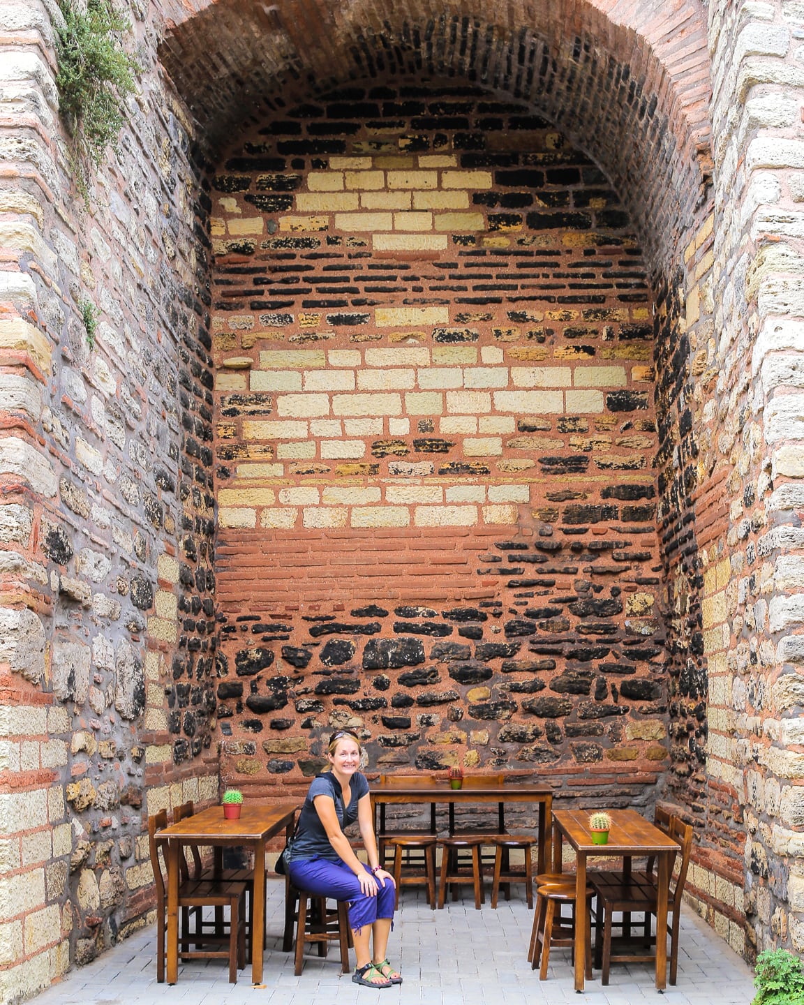 cafe seating inside ancient ramparts