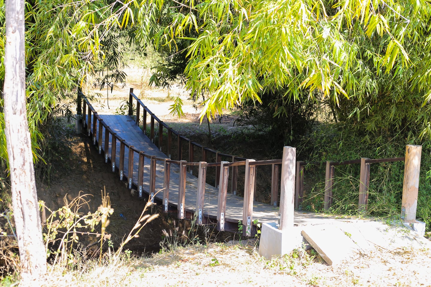 small wooden bridge over creek
