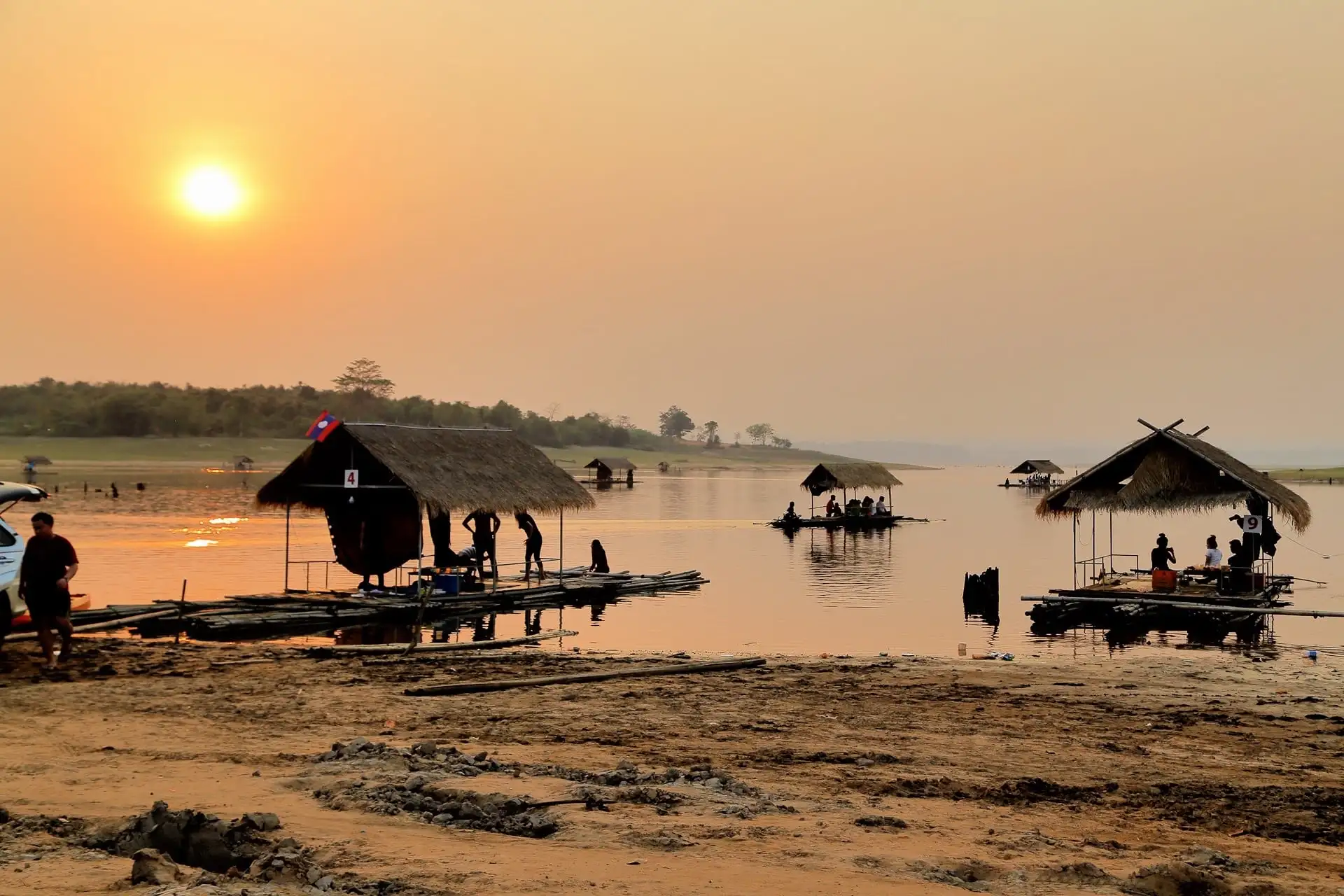 floating restaurants at sunset