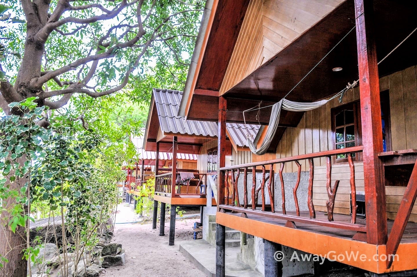 stilted wooden beach bungalow