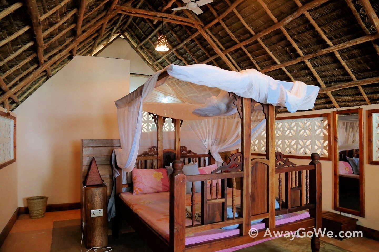 inside tropical beach hut Zanzibar