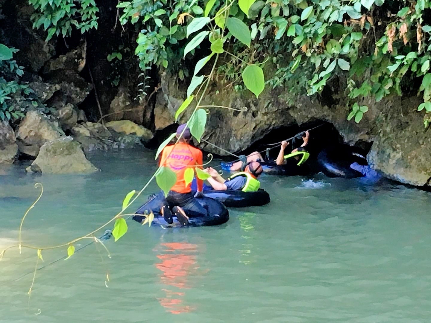 inner tubing through a cave