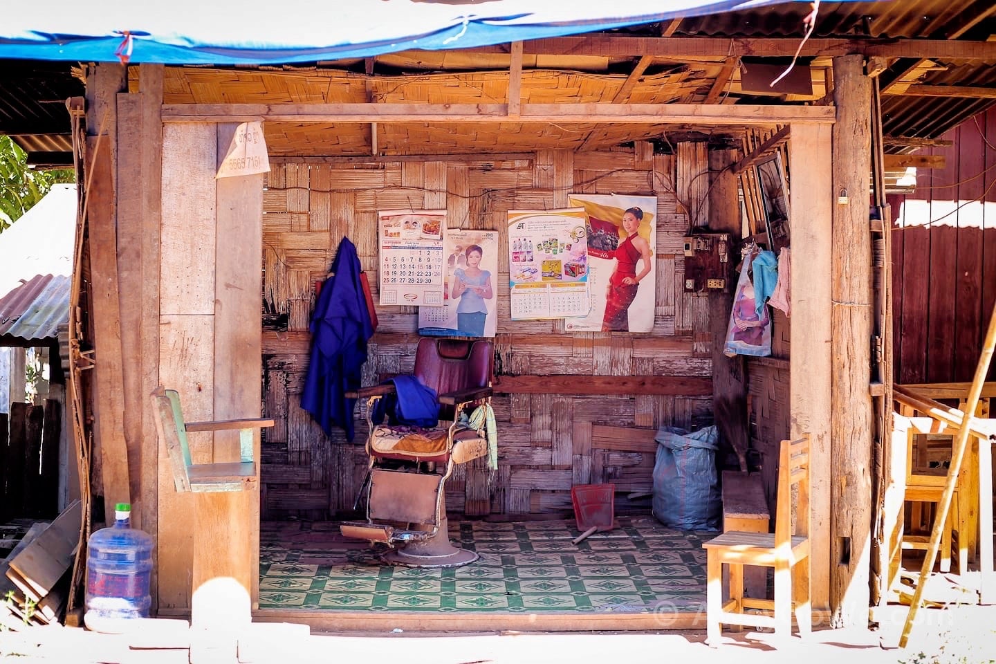 lao barber shop rural village