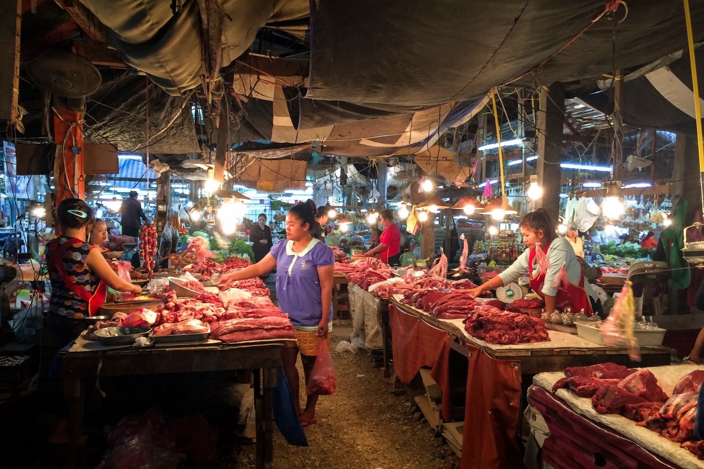 meat market in Vientiane