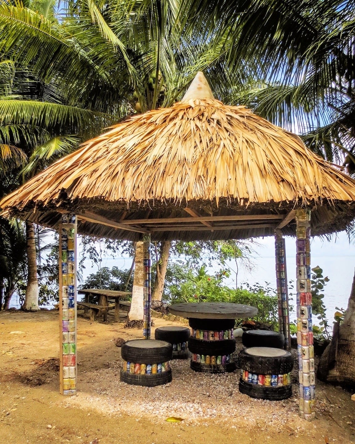 hut in the jungle with seats