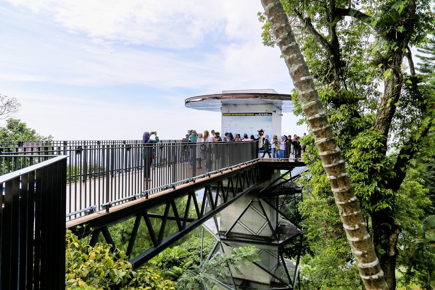 Penang Hill Malaysia viewing platform with crowds of visitors