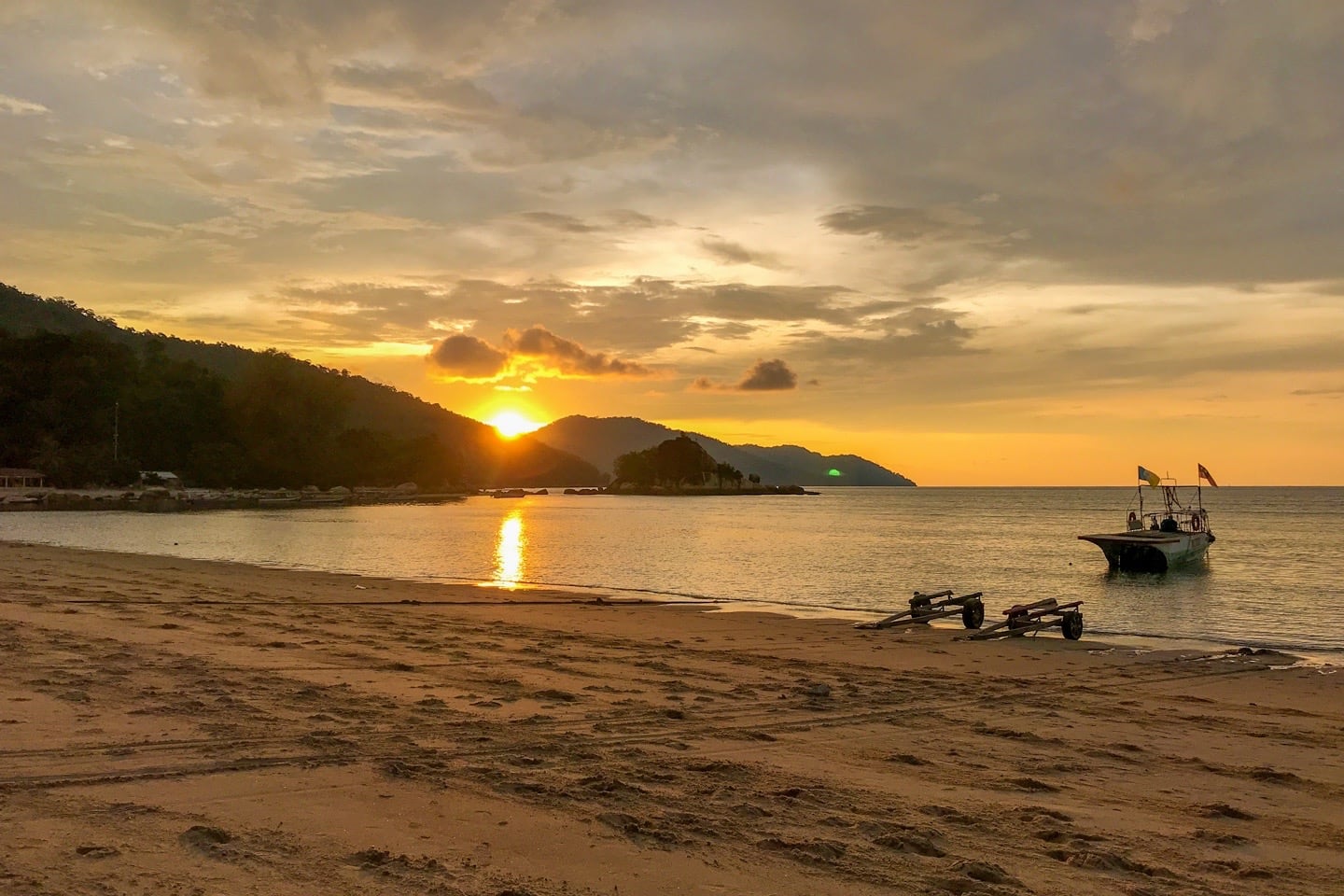 sunset Batu Ferringhi beach Penang island Malaysia