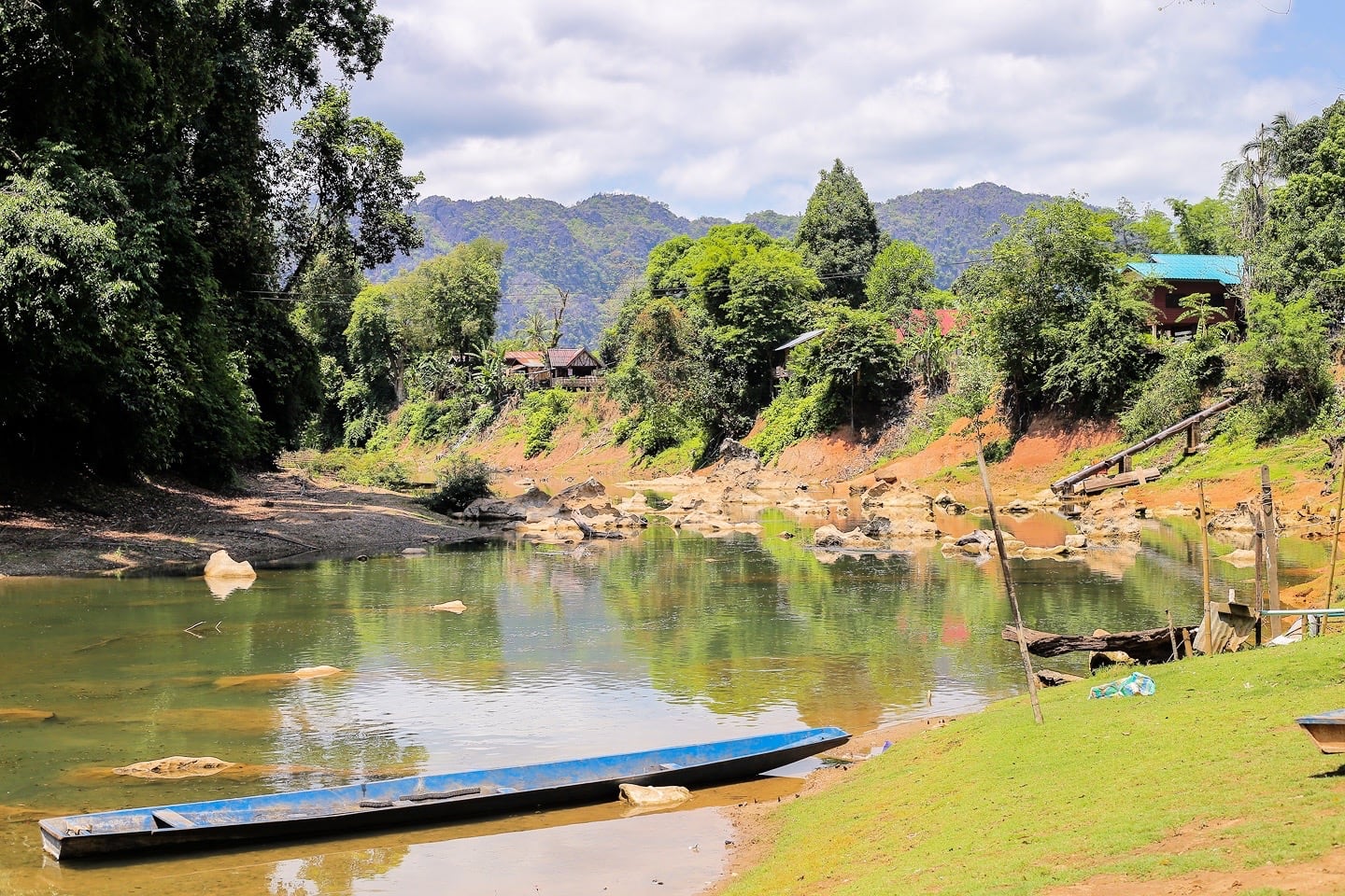 boat in Nam Hinboun River