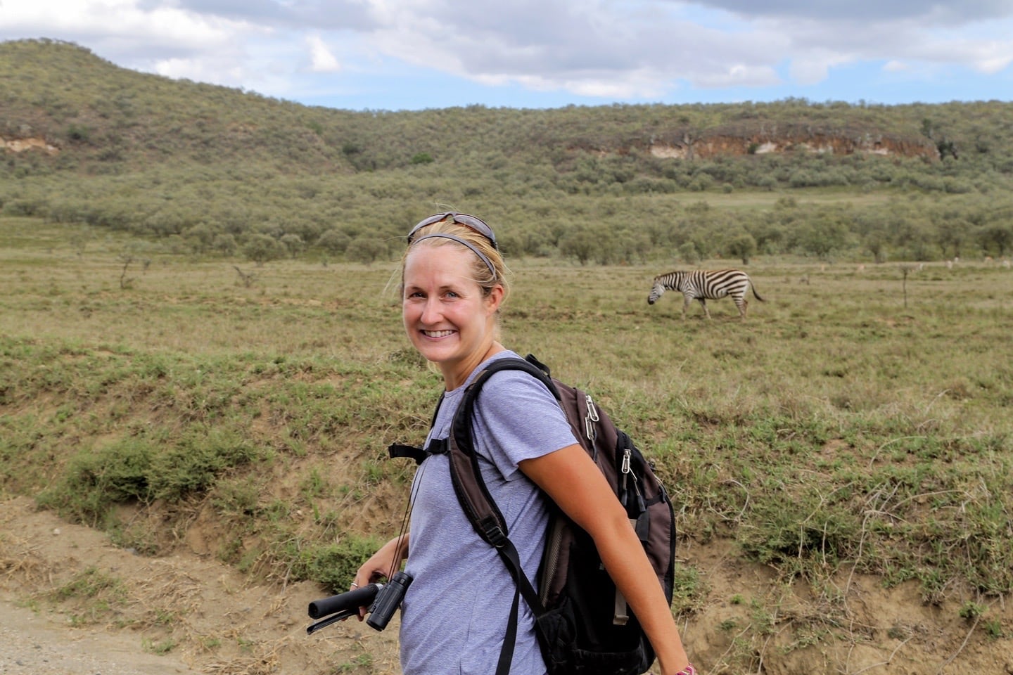 bike rider and zebra in Kenya